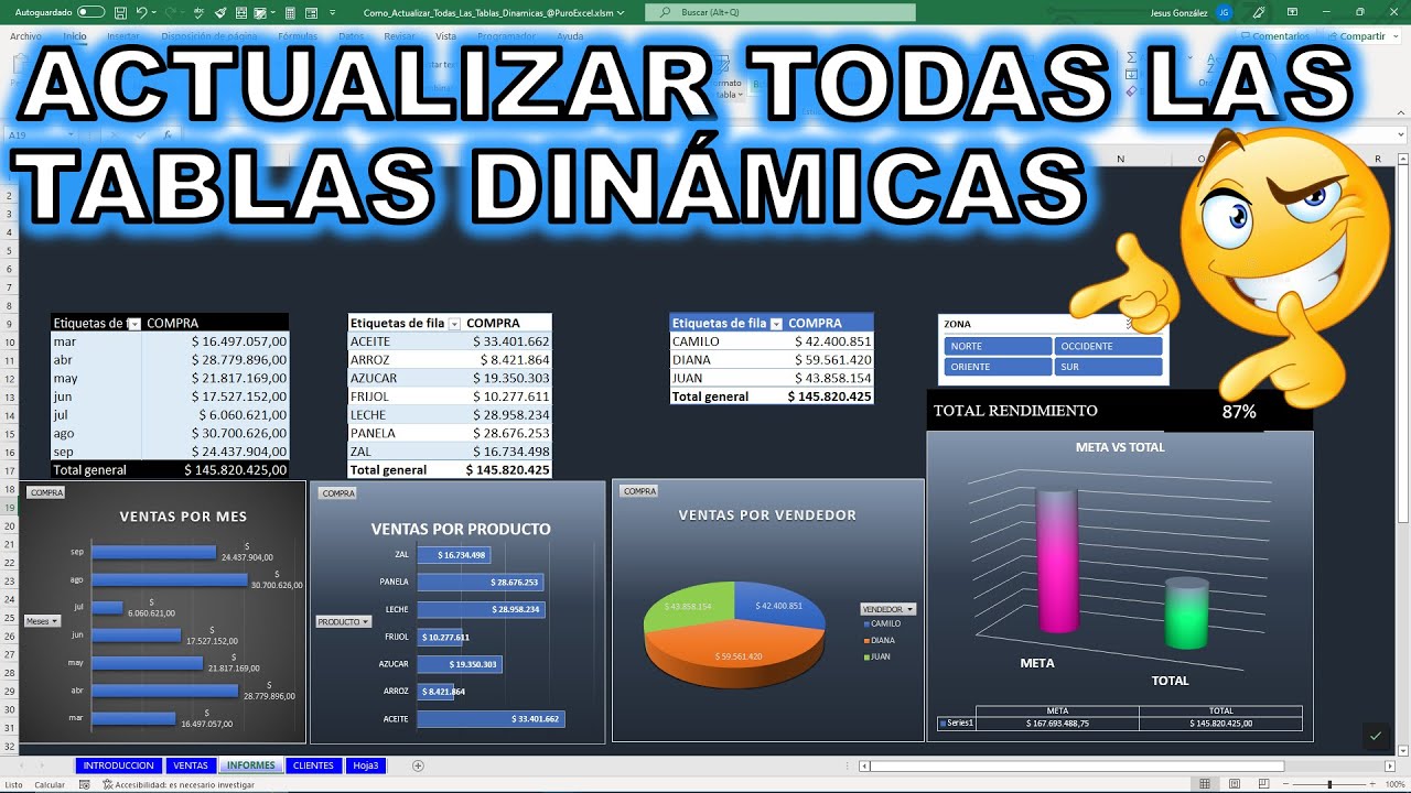 Como Actualizar Todas Las Tablas Dinamicas En Excel VBA JANSPROGRAMING