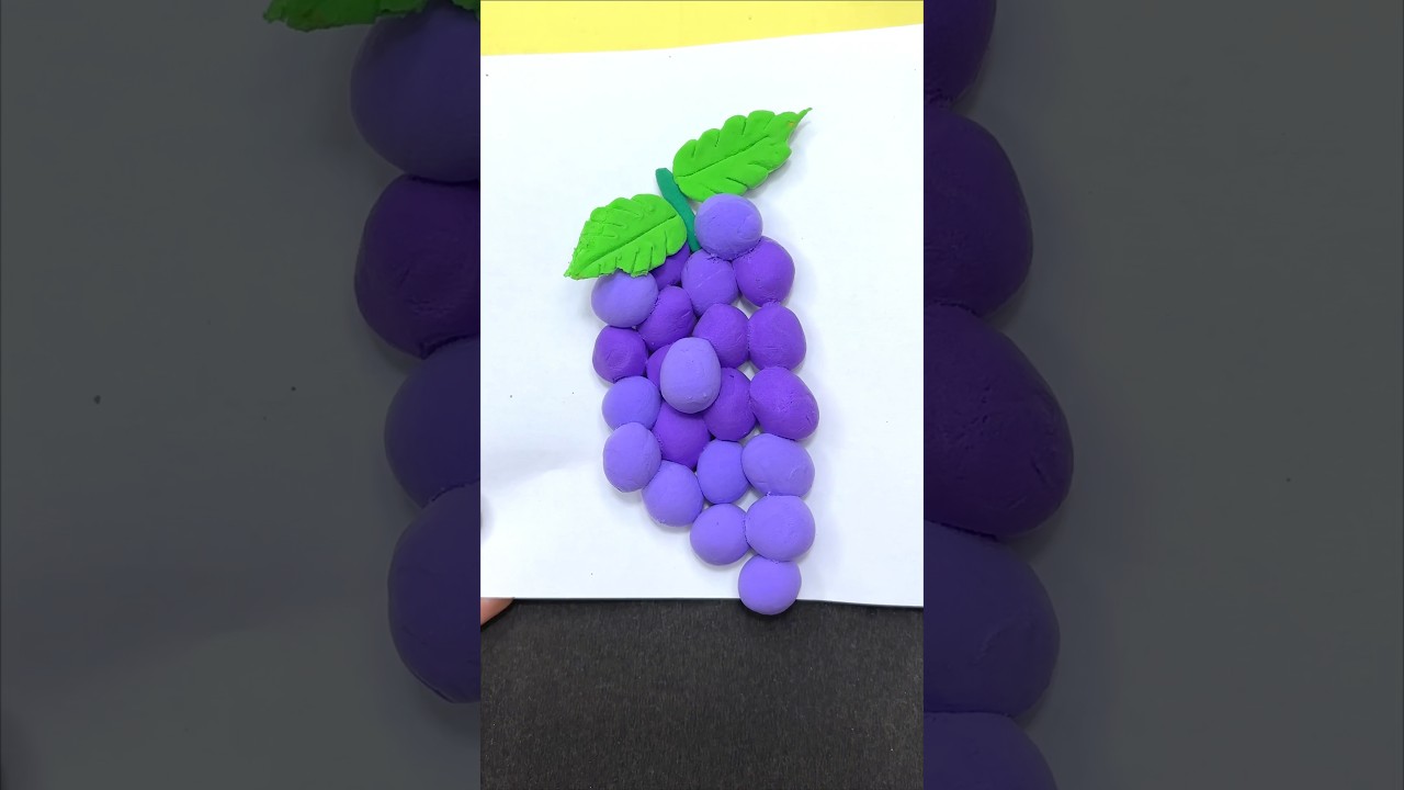 Diy Clay grapes 🍇 for kids/#shortfeed #cartoon #kidsvideo #claygrapes #diy