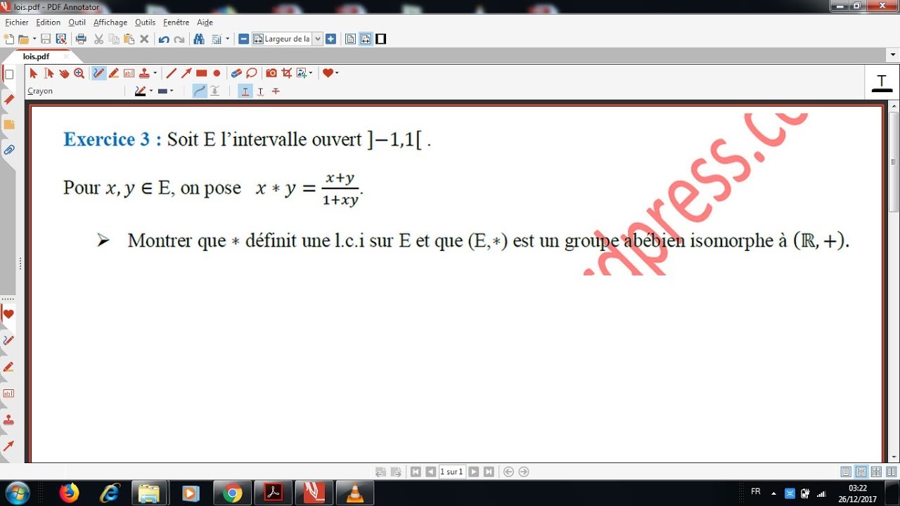 البنيات الجبرية : تمرين 1