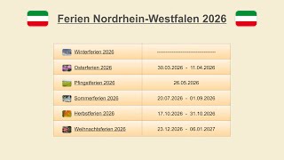 Ferien Nordrhein-Westfalen 2026