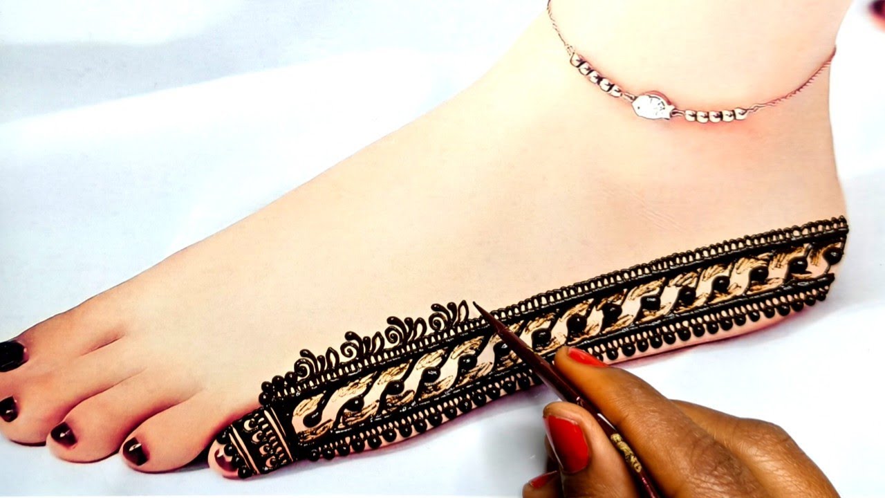 Beautiful Unique Border Feet Mehndi Design | Easy & Simple Foot Mehndi Design | Mehndi Design 