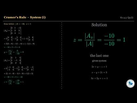 Class 11 Maths Chapter 4 | Cramer's Rule Explained