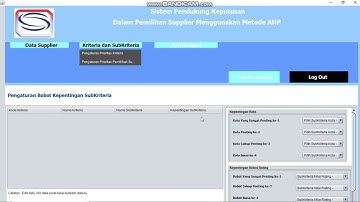 Demo Aplikasi SPK Pemilihan Supplier Terbaik Mengggunakan Metode AHP