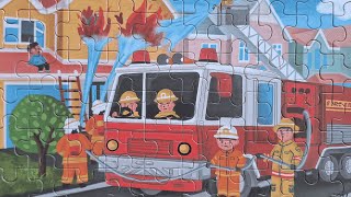 消防車 | 消防車のパズルを組み立てる | 60ピースの木製パズルを組み立てる #パズル #パズルゾーン #消防車 screenshot 1
