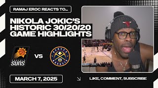 PUT HIM IN THE GOAT DEBATE | NIKOLA JOKIC RECORDS THE FIRST 30/20/20 GAME IN NBA HISTORY REACTION
