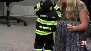 Huntertown firefighters celebrate 1st birthday of baby they helped deliver