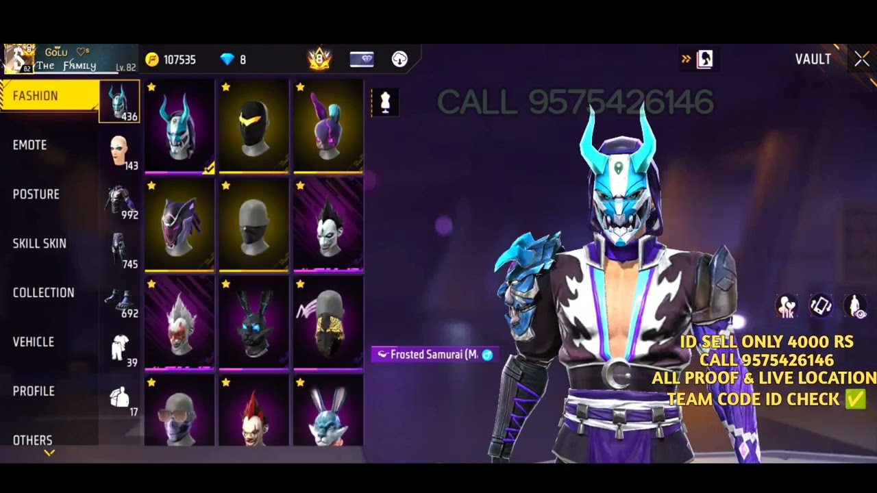 Id sell only 4000 rs call 9575426146 || All proof || Prime level 8 id || id sell freefire