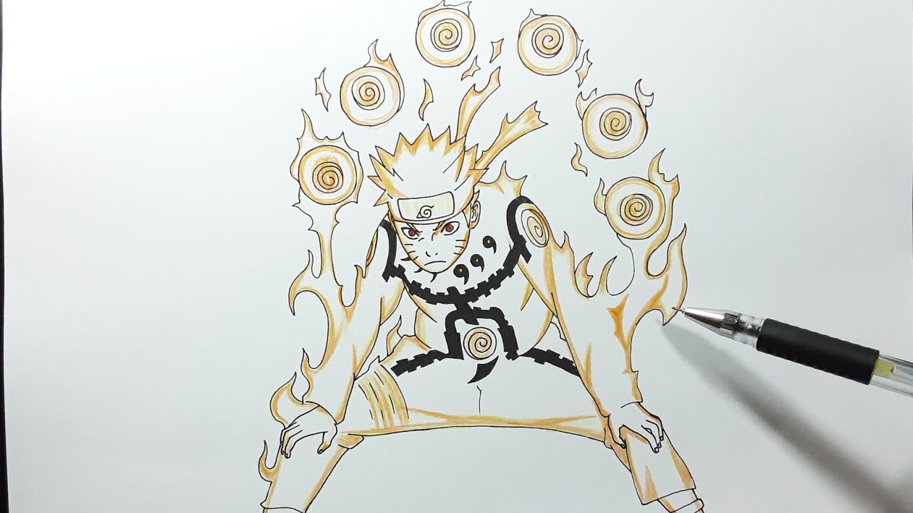 How to Draw Naruto's Four-Tailed Form Step-by-Step