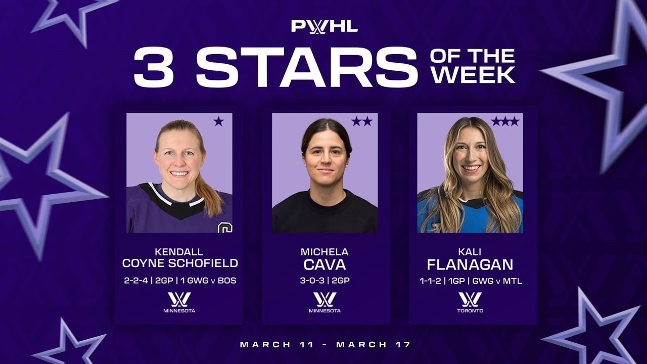 PWHL 3 STARS OF THE WEEK (Kendall Coyne Schofield, Michela Cava, Kali