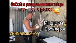 Забой и разделывание птицы по татарски). Снимаем кожу. Индюки и бройлеры.