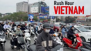 The Rush Hour Traffic In Hanoi Vietnam | Driving Across Hanoi