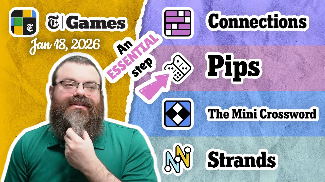 NYT Connections, Pips, Mini Crossword, and Strands | Jan 18, 2026