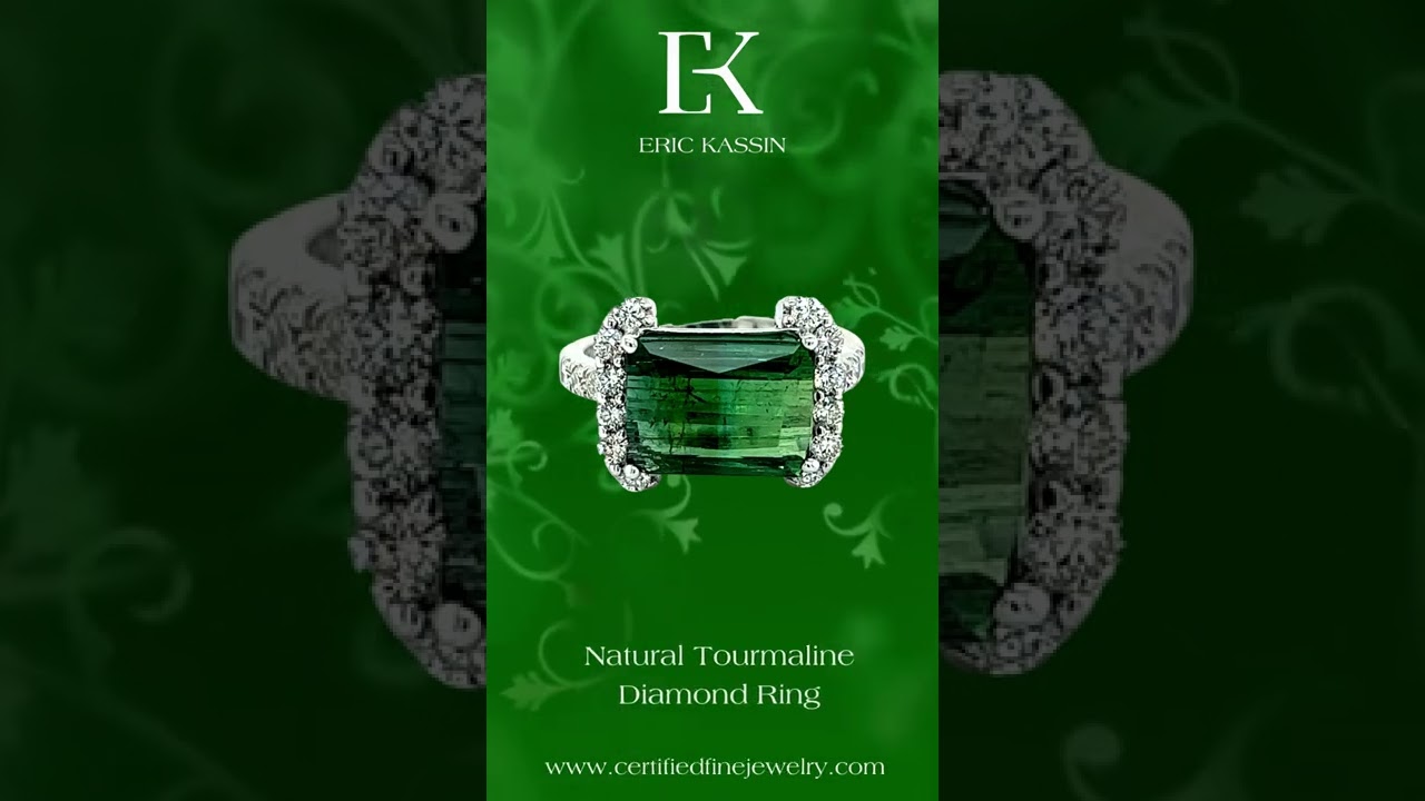 Natural Finely Faceted Tourmaline Diamond Ring | Certified Fine Jewelry