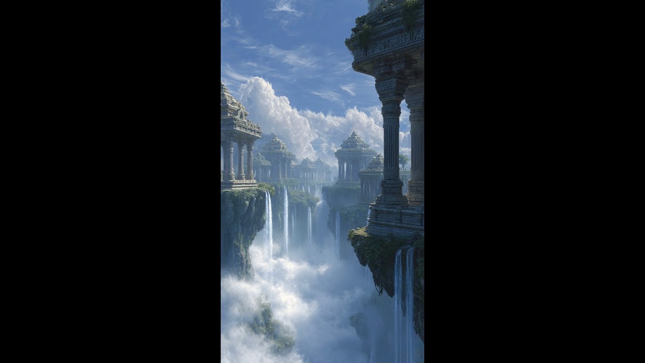 Mystic Temple Waterfalls ☁️ Peaceful Ambience for Deep Relaxation & Sleep MysticSkyTemple