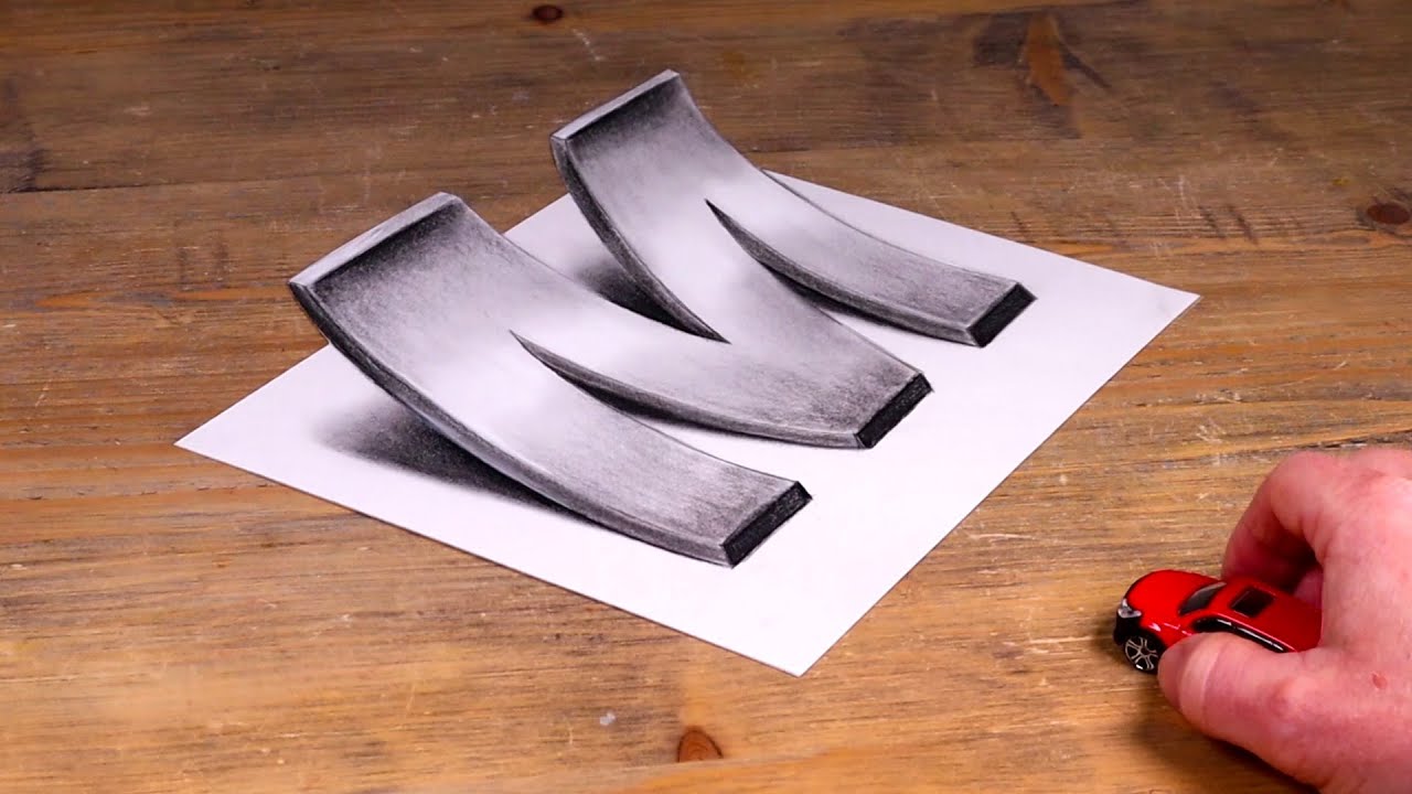 Easy 3D Trick Art - Letter M Illusion Drawing! - YouTube