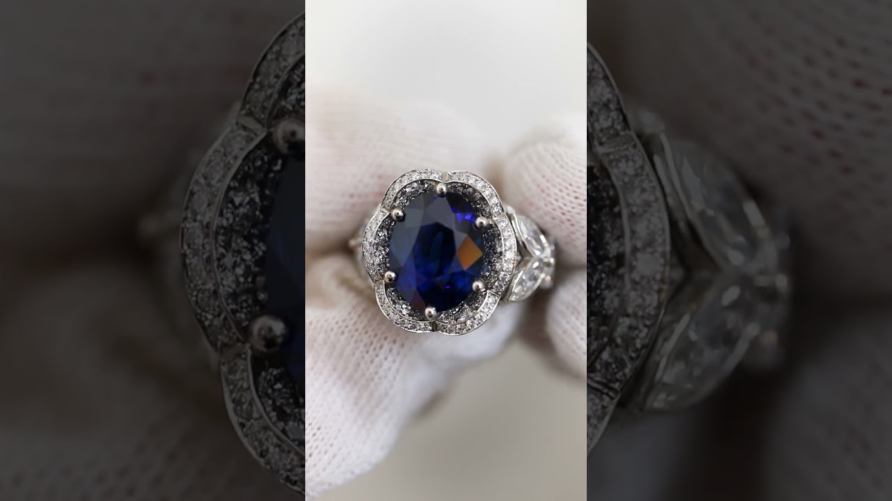 Sapphire and Diamond Dress Ring with Concave Halo