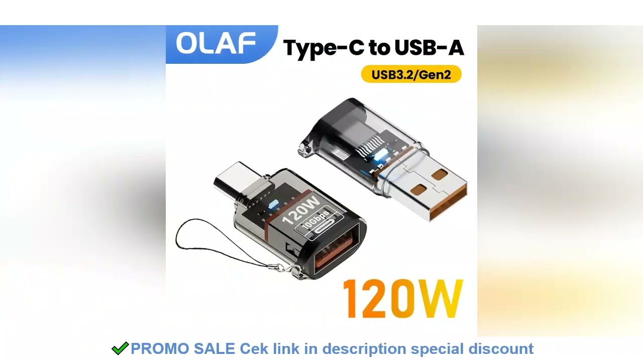 Olaf 120W Type C To USB A OTG Adapter USB 3.2 to Type C Fast Charging Connector For iPhone 15 16 Mac