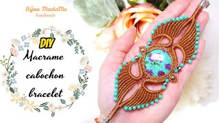 DIY macrame cabochon bracelet | How to wrap a cabochon | Macrame bracelet tutorial | Jewelry making