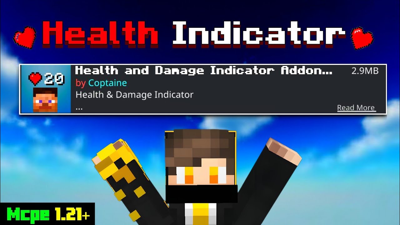 Health Indicator Mod for MCPE 1.21+ ❤️ | New Health Bar & Damage Indicator Addon🔥!
