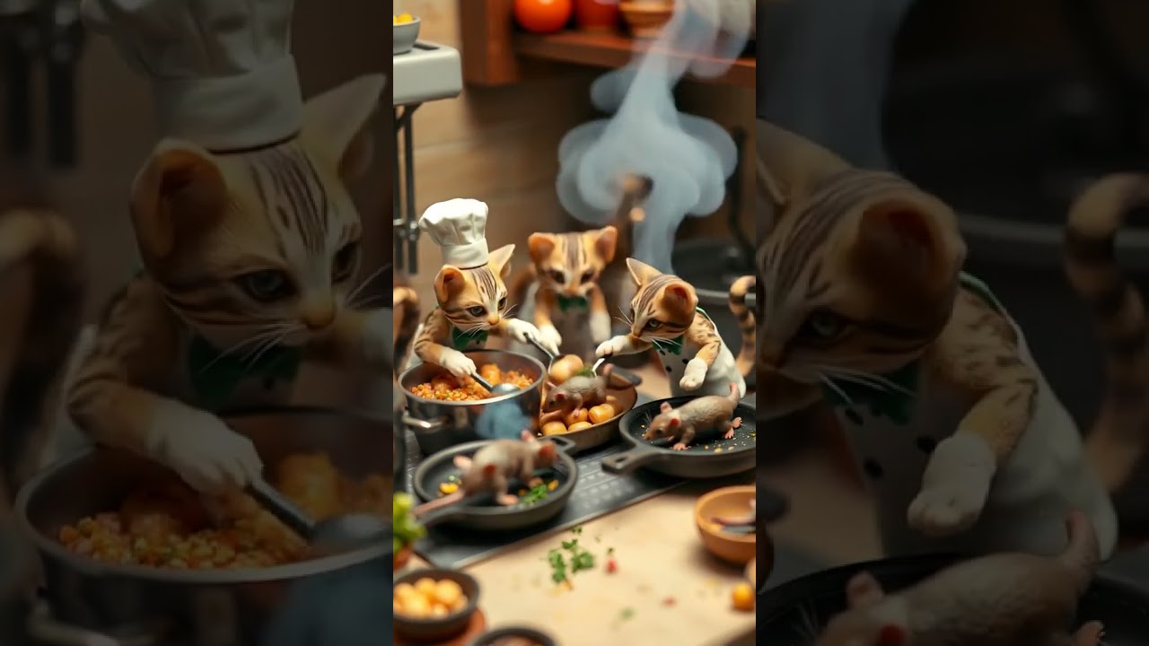 Cats cooking rats for dinner 😃 😀 😄