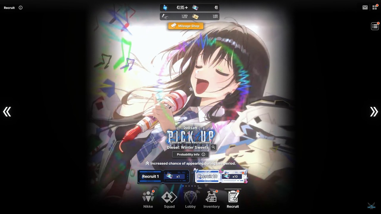 NIKKE "Winter Event – RECRUIT: Banner Diesel Winter Sweets – Tiradas por Diesel Limitada" 