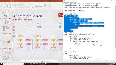 04.4 PHP Beispiel - BMI-Rechner mit IF ELSEIF Verschachtelung