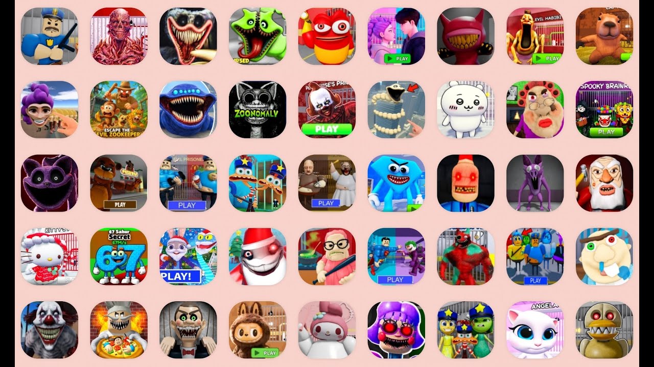 ROBLOX, PRISON BORRY BREAKOUT (OOBY), RUN FROM HUNGRY CATNAP SCARY, RED LARVA'S PRISON RUN