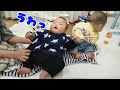 【一卵性双生児】お座り練習中の双子