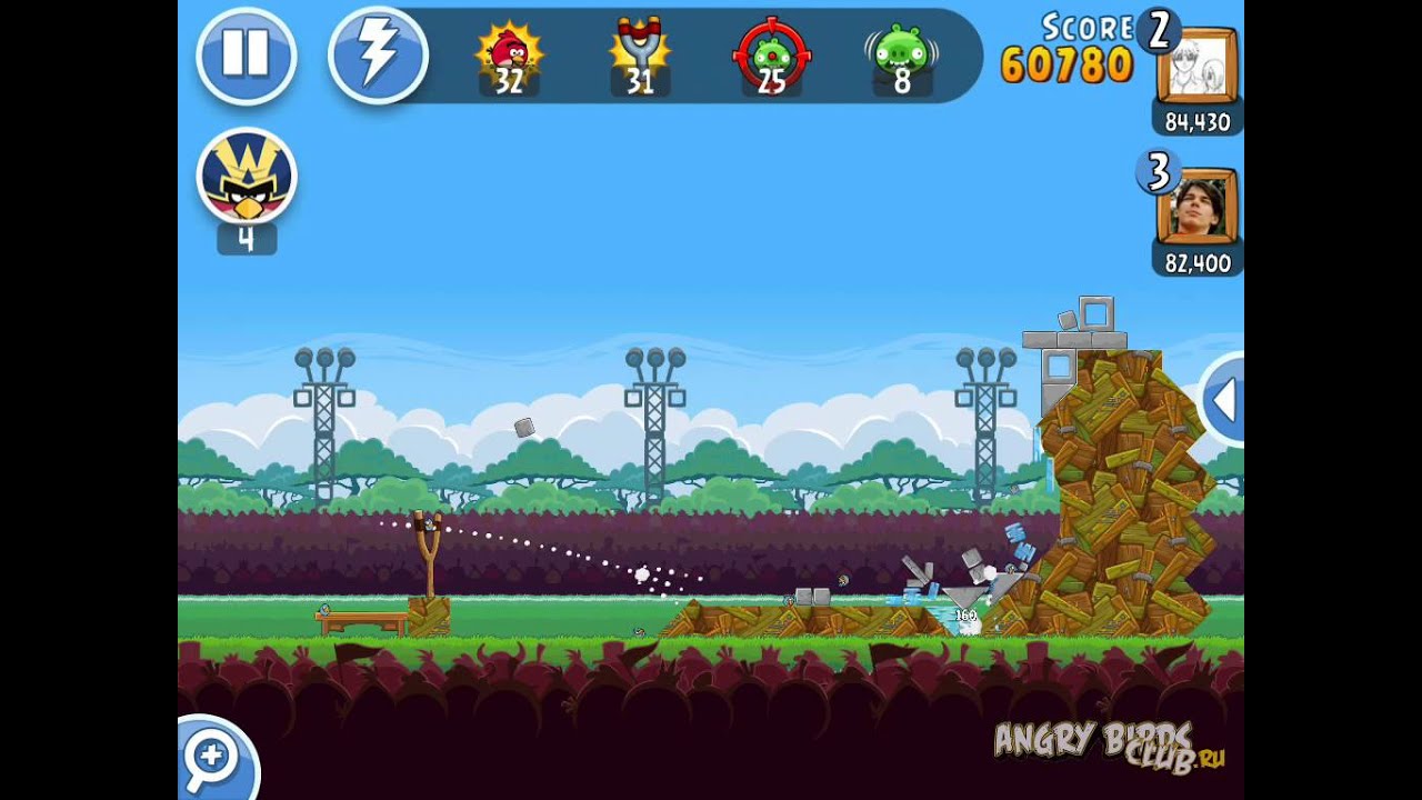 Турнир Angry Birds Friends Tournament Неделя 60 Уровень 5 от 8 июля 2013 - Прохождение на 3 Звезды