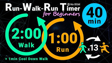 40-Minute Run-Walk-Run Timer: 2min Walk / 1min Run + 1min Cool Down (No BGM)