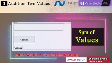 Addition asp.net | How to sum using asp.net | cannot implicitly convert type int to string in asp