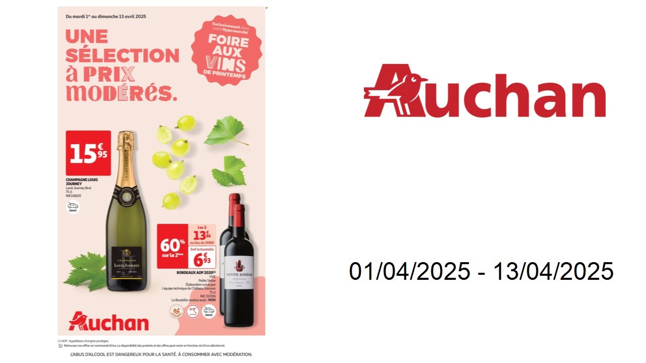 Catalogue Auchan - Foire aux vins : une sélection à prix modérés - 01/04/2025 - 13/04/2025