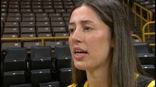 Addie Deal speaks at Iowa media day
