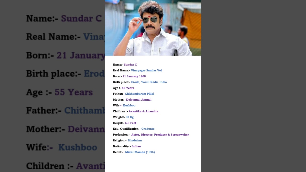Indian Film Maker Sundar C Biography 