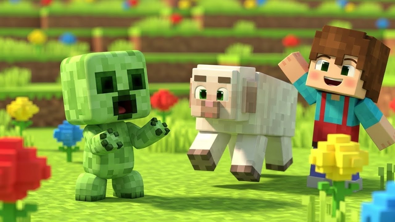 Minecraft Baby Creeper Scared the Sheep | Nursery Rhymes for Kids & Baby Songs