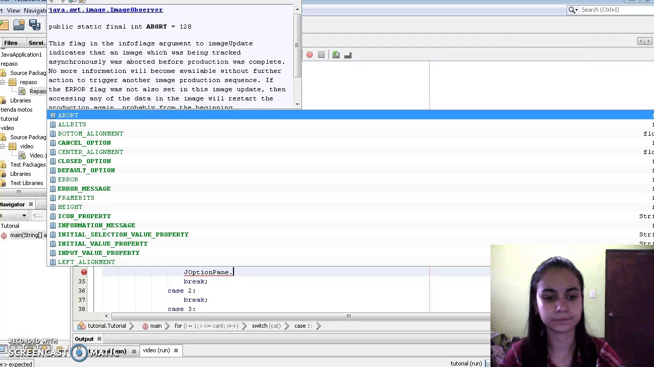 ciclo for y switch en netbeans - YouTube