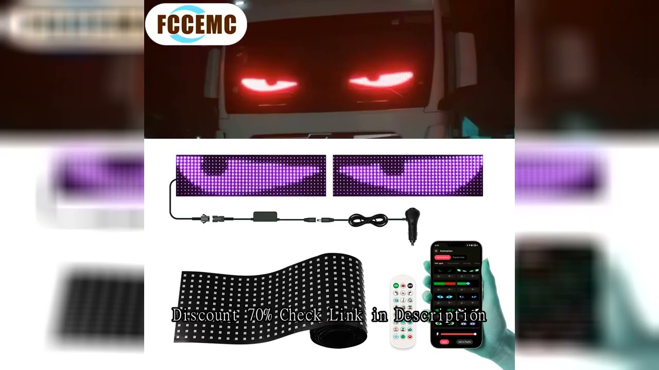 Large APP Truck Car Devil Eye LED Pixel Panel Light Remote Music Control Custom Text Lighting Scroll