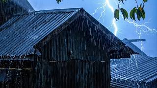 Overcoming Insomnia | Screaming Thunder & Heavy Rain On Faded Corrugated Iron Roof In Rainforest