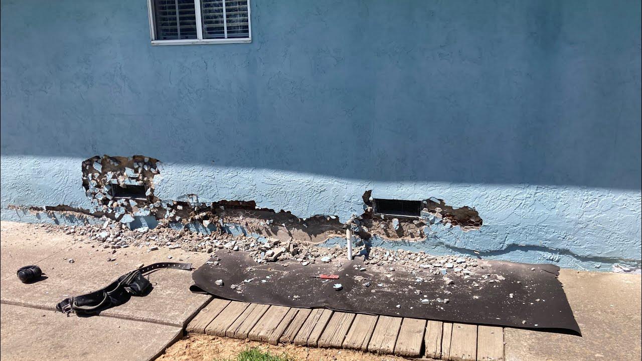 Stucco Repair How To Fix Bulging Stucco Around A Sliding Glass Door