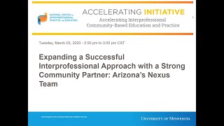 Webinar #7: Expanding a Successful Interprofessional Approach with a Strong Community Partner