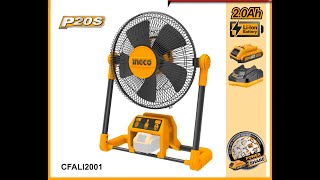INGCO Cordless Rechargeable Fan 20V CFALI2001 POWERSHARE UNBOXING