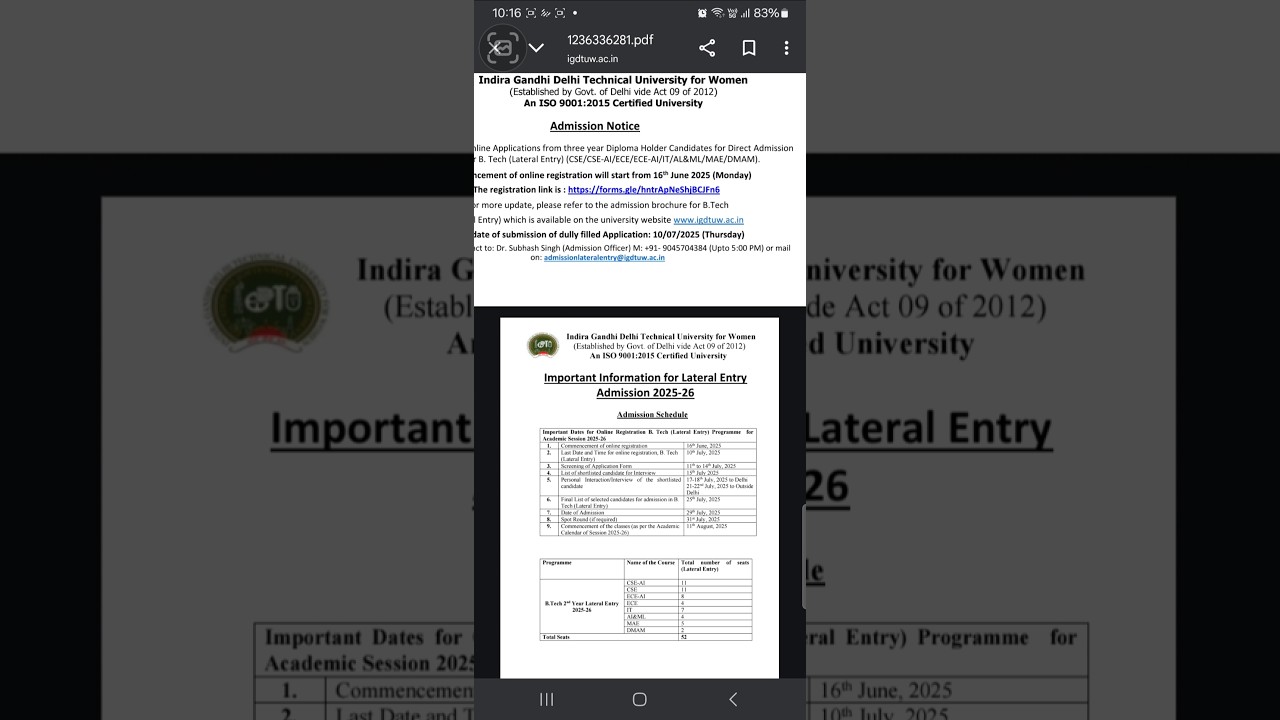 complete information of igdtuw leet admission (form is out)