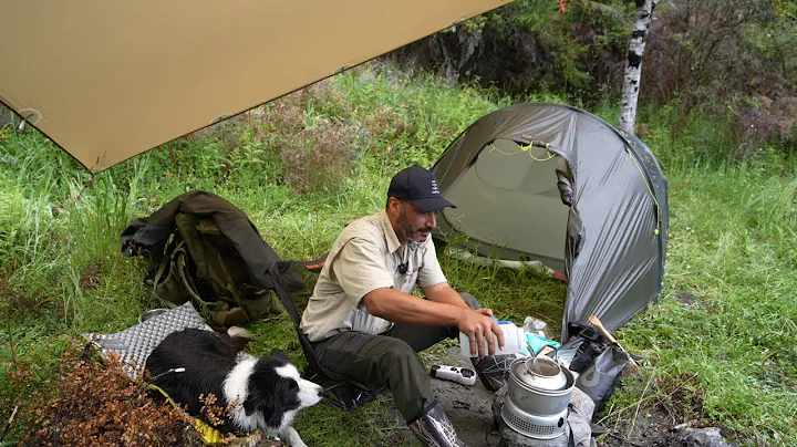 Camping in Rain with Tent, Tarp and Fire - ASMR Hi...