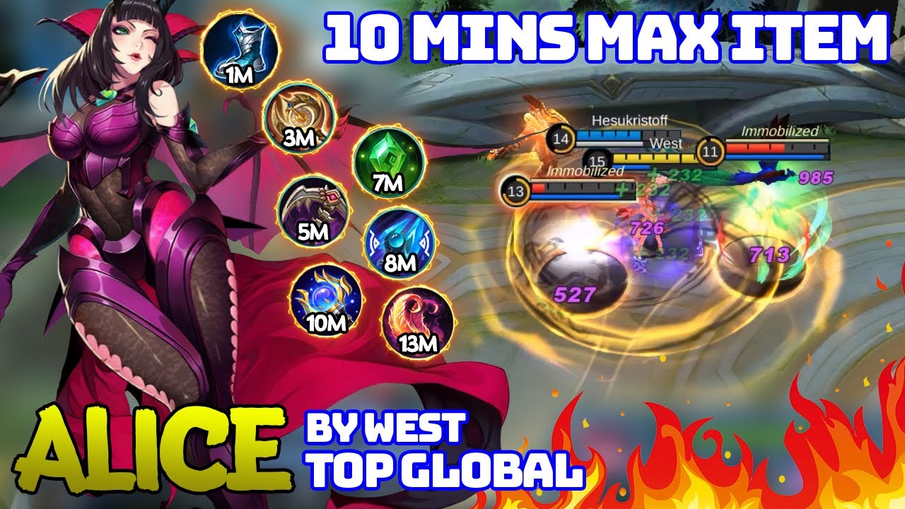 Gameplay Alice Brutal Damage | Best Build Alice 2021 | Alice Top Global Mobile Legends