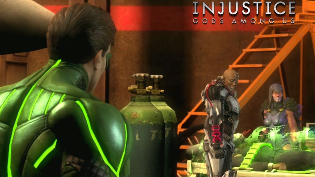 Green Lantern Saves Deathstroke From Raven And Cyborg - Injustice Gods Among Us (4K 60fps)