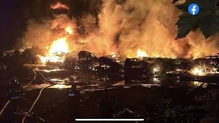 Over 100 cars catch fire at recycling center in Akron