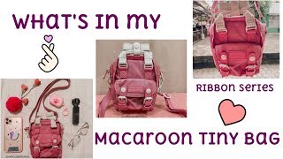 SMALL BAG ESSENTIALS | WHAT'S IN MY DOUGHNUT TINY MACAROON BAG (RIBBON SERIES)