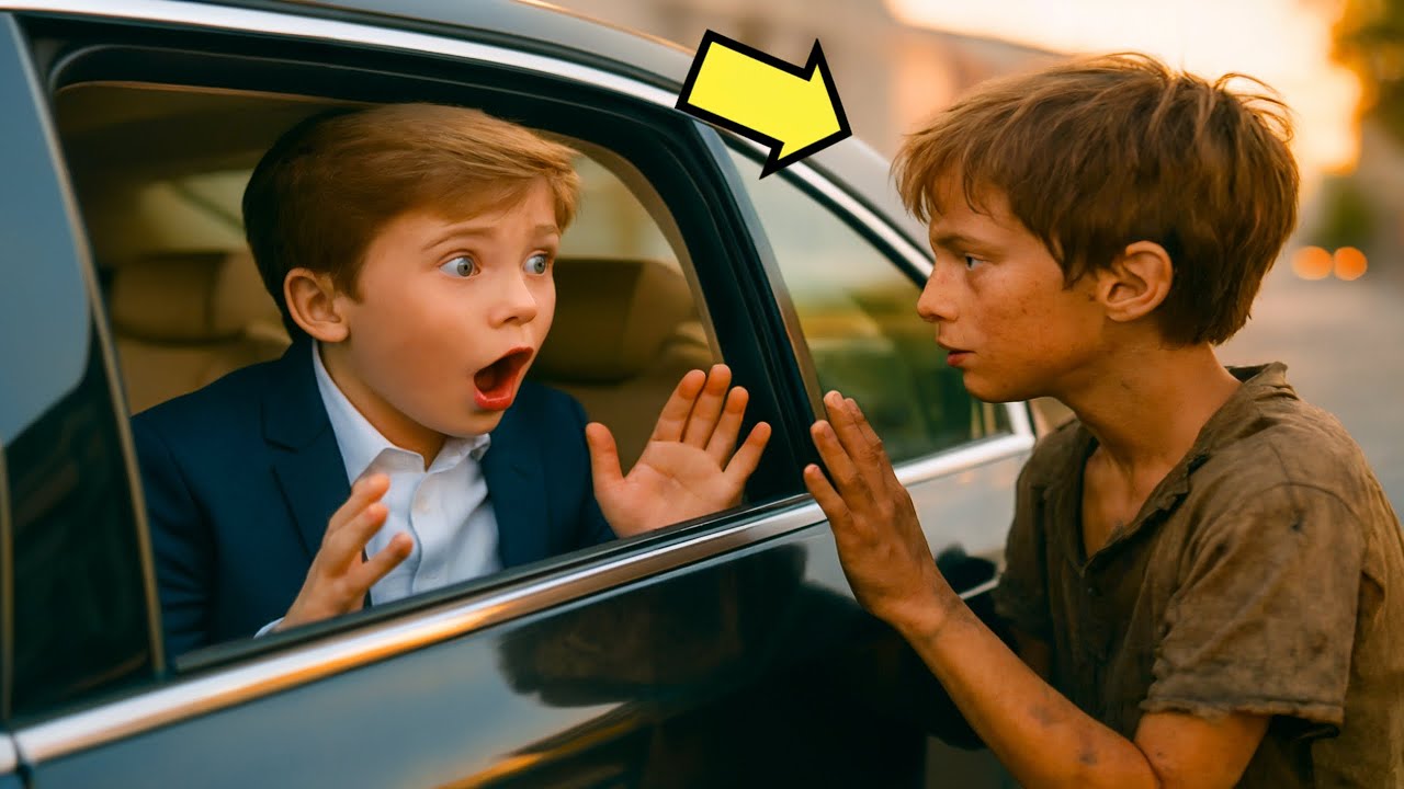 الصبي المليونير كان يسافر مع والديه… حتى رأى أخاه المفقود يطلب المساعدة عند إشارة المرور