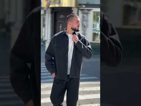 Сорочка піджак чоловіча повсякденна осіння весняна тепла сатинова Mars темно-сіра, видео 1