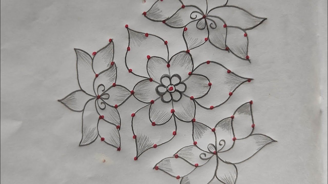 Daily use rangoli🌺rangoli with the dots 9*5🌺beutiful dots rangoli 🌺 simple muggullu🌺trading rangoli